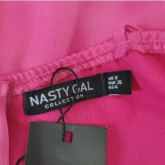 NEW Nasty Gal Ruched Satin Mini Dress in Pink Size 4 - Picture 10 of 16